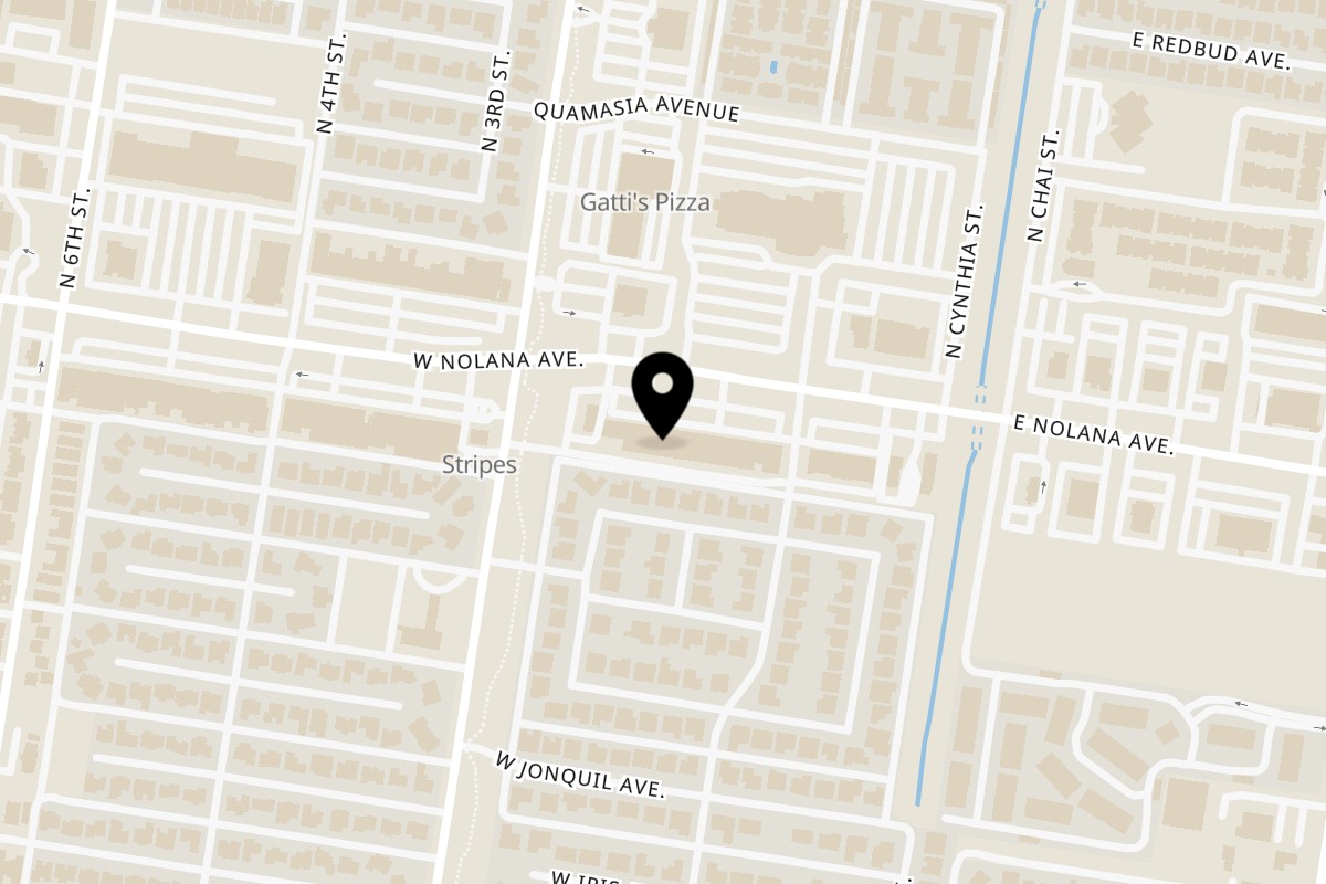 Map showing the location of Kabob Guys on 137 W Nolana Ave #137 in McAllen